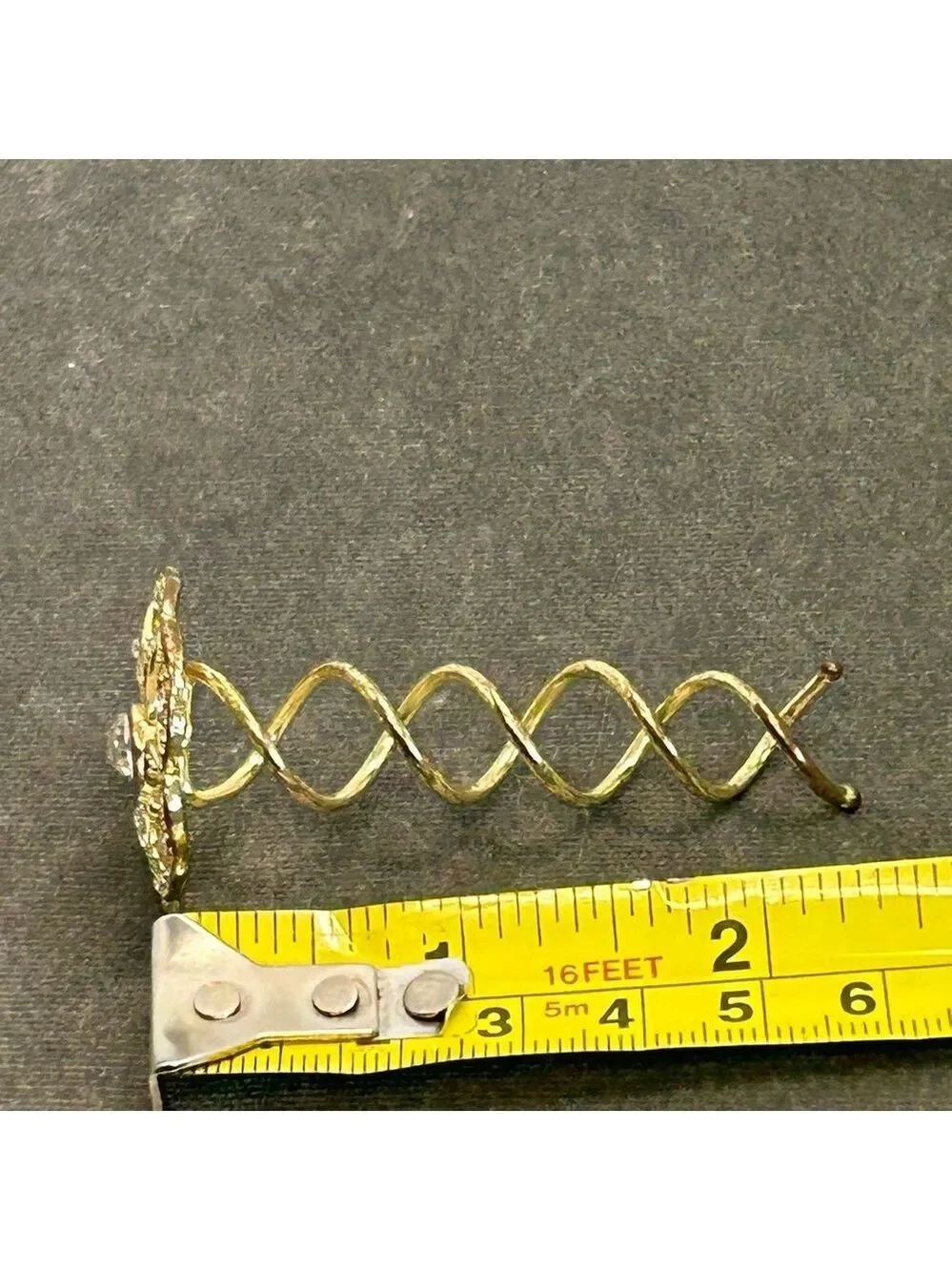 Gold tone round crystal rhinestone hair accessory
